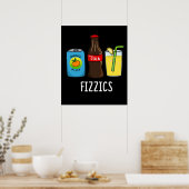 Fizzics Funny Fizzy Cola Drink Pun Dark BG Poster (Keuken)