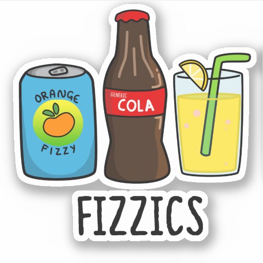 Fizzics Funny Fizzy Cola Drink Pun Sticker (Voorkant)