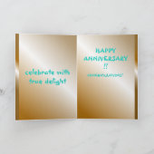 Fizzle & pop glanzend gouden wijnglazen Jubileum Feestdagen Kaart (Binnen)