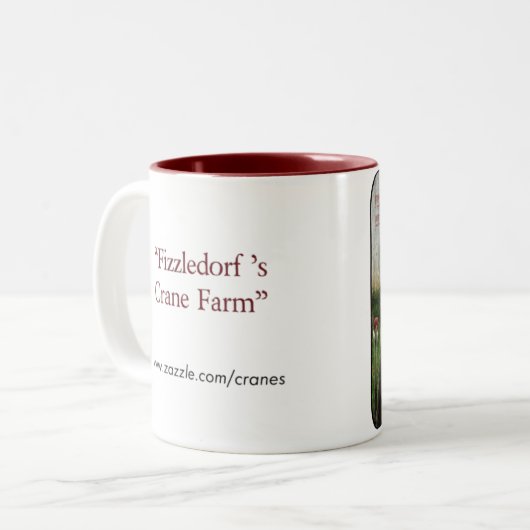 Fizzledorfs Crane Boerderij Tweekleurige Koffiemok (Voorkant links)