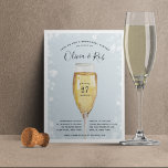 Fizzy Pop | Champagne Glass Rehearsal Dinner Kaart<br><div class="desc">Festive-uitnodigingen voor een repetitief diner bevatten een geïllustreerd champagne-fluitglas met uw trouwceremonie-repetitie en feestelijke details die op het glas staan en de stengel flankeren. Een bruine witte grens maakt het uiterlijk compleet.</div>