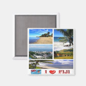 FJ006 FIJI I Love, Mosaic, Oceania, Fridge Magneet (Voorkant / Achterkant)