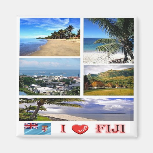 FJ006 FIJI I Love, Mosaic, Oceania, Fridge Magneet (Voorkant)