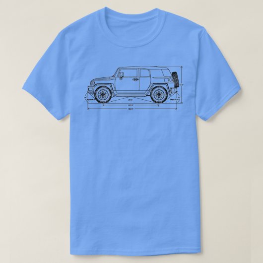 FJ Cruiser car dimensions T-shirt (Design voorkant)