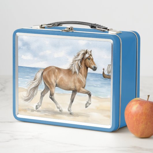 Fjara IJslands paard aquarel op het strand (In situ)