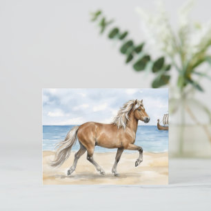 Fjara IJslands paard aquarel op het strand Briefkaart