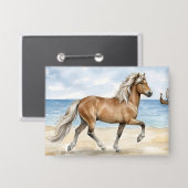 Fjara IJslands paard aquarel op het strand Button (Voorkant / Achterkant)