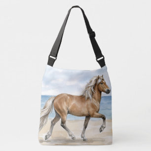 Fjara IJslands paard aquarel op het strand Crossbody Tas