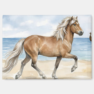 Fjara IJslands paard aquarel op het strand Magneet