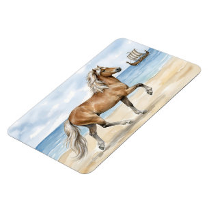Fjara IJslands paard aquarel op het strand Magneet