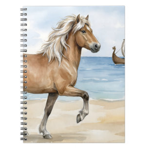 Fjara IJslands paard aquarel op het strand Notitieboek