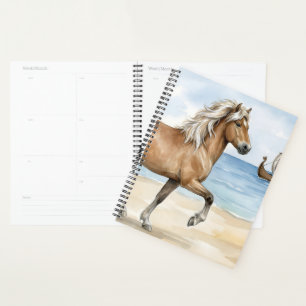 Fjara IJslands paard aquarel op het strand Planner