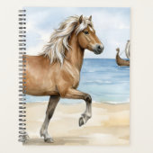 Fjara IJslands paard aquarel op het strand Planner (Voorkant)