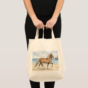 Fjara IJslands paard aquarel op het strand Tote Bag