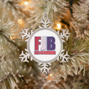 FJB - Lets Go Brandon Tin Sneeuwvlok Ornament
