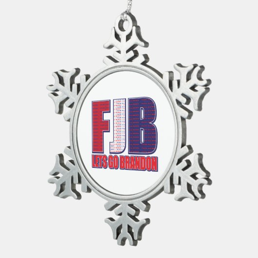 FJB - Lets Go Brandon Tin Sneeuwvlok Ornament (Rechts)