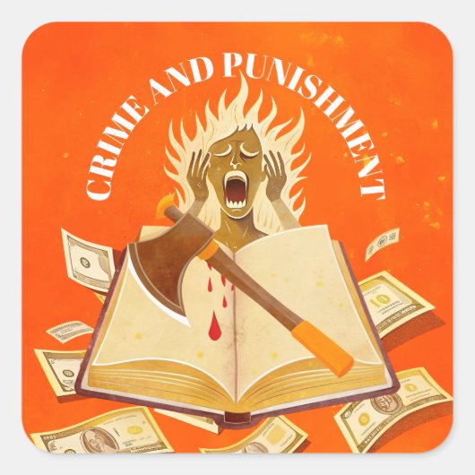 Fjodor Dostojevski, citaat misdaad en straf Vierkante Sticker (Voorkant)