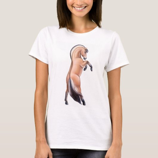 Fjord Horse Dames in het Spaghetti T-shirt (Voorkant)