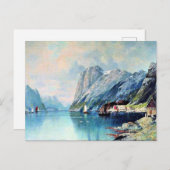 Fjord in Noorwegen, beeldende kunst schilderen, Briefkaart (Voorkant / Achterkant)