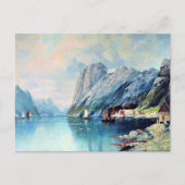 Fjord in Noorwegen, beeldende kunst schilderen, Briefkaart (Voorkant)