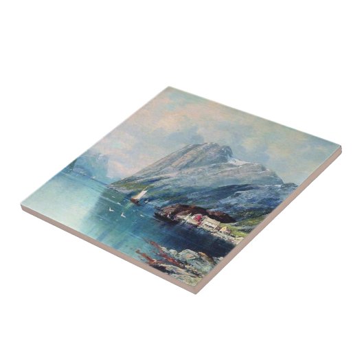 Fjord in Noorwegen - kunstwerk Lev Lagorio Tegeltje (Zijkant)