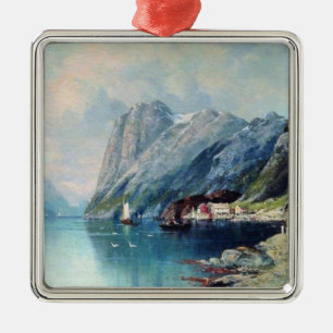 Fjord in Noorwegen, schilderij van Lev Lagorio Metalen Ornament
