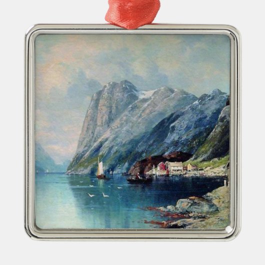 Fjord in Noorwegen, schilderij van Lev Lagorio Metalen Ornament (Voorkant)