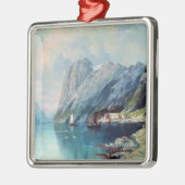 Fjord in Noorwegen, schilderij van Lev Lagorio Metalen Ornament (Links)
