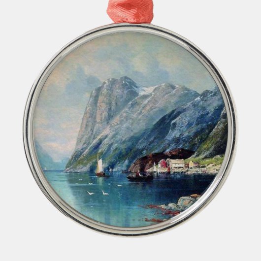 Fjord in Noorwegen, schilderij van Lev Lagorio Metalen Ornament (Voorkant)