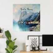 Fjord in Noorwegen, schilderij van Lev Lagorio Poster (Thuiskantoor)