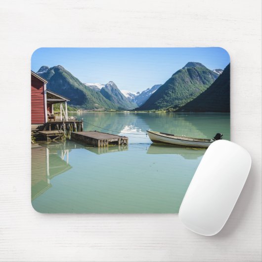 Fjord-landschap in Noorse mousepad Muismat (Met muis)