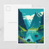 Fjords Norway Art Travel illustratie Briefkaart (Voorkant / Achterkant)