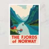 Fjords Norway Art vintage Travel Briefkaart (Voorkant)