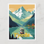 Fjords Norway Travel Art  Illustratie Briefkaart (Voorkant)
