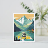 Fjords Norway Travel Art  Illustratie Briefkaart (Staand voorkant)