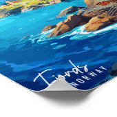 Fjords Norway Travel Art  Illustratie Poster (Hoek)