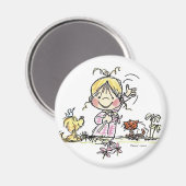 FL-001 Girl Waving Magneet (Voorkant / Achterkant)