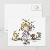 FL-001 het Golven van het meisje Briefkaart (Voorkant / Achterkant)