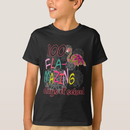 Fla-geweldige dagen van de school 100e dag flaming t-shirt (Voorkant)