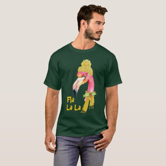 Fla La Florida Flamingo Grappige Kerstmis T-shirt (Voorkant volledig)