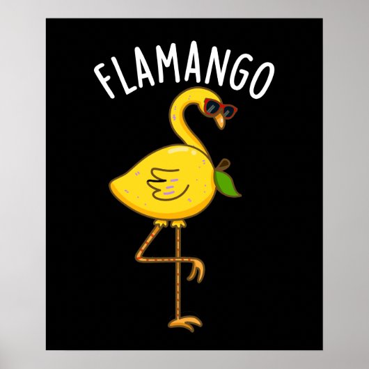 Fla-mango Grappige Flamingo Pun Donker BG Poster (Voorkant)