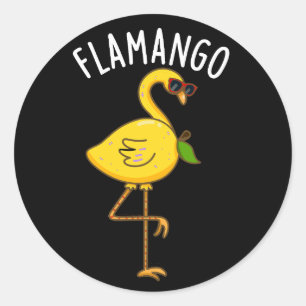 Fla-mango Grappige Flamingo Pun Donker BG Ronde Sticker