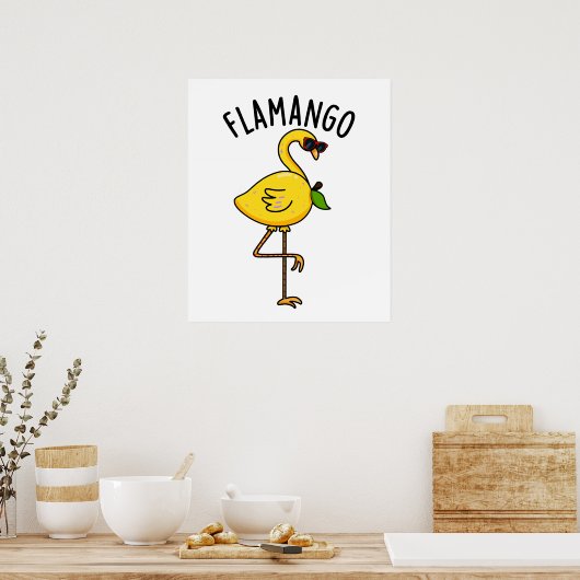 Fla-mango Grappige Flamingo Pun Poster (Keuken)