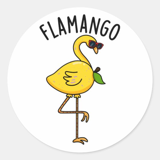 Fla-mango Grappige Flamingo Pun Ronde Sticker (Voorkant)