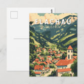Flachau Oostenrijk Illustratie Reizen Art Vintage Briefkaart (Voorkant / Achterkant)