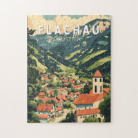 Flachau Oostenrijk Illustratie Reizen Art Vintage