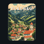 Flachau Oostenrijk Illustratie Reizen Art Vintage Magneet<br><div class="desc">Flachau retro vector reisontwerp. Flachau,  een topskigebied in de Oostenrijkse regio Ski Amadé,  biedt pistes van wereldklasse,  spannende après-ski en een adembenemend alpenlandschap.</div>