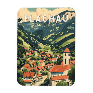Flachau Oostenrijk Illustratie Reizen Art Vintage Magneet