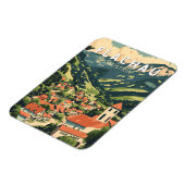 Flachau Oostenrijk Illustratie Reizen Art Vintage Magneet (Linkerzijde)