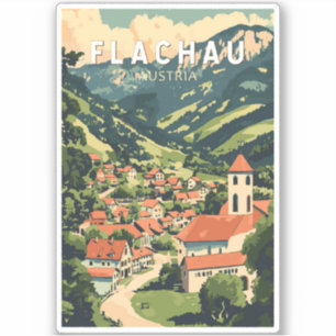 Flachau Oostenrijk Illustratie Reizen Art Vintage Sticker